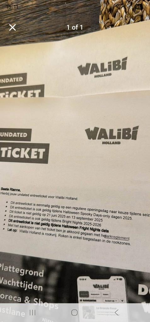 Walibi tickets te koop (4 kaarten), Ophalen of Verzenden