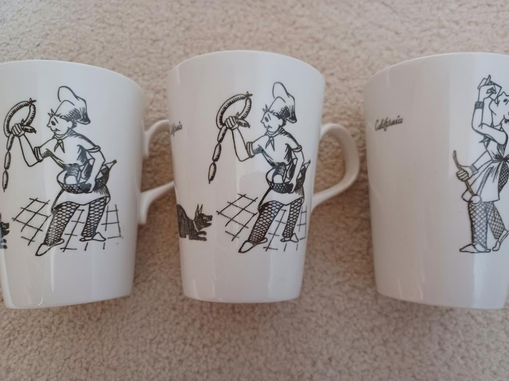 3 Vintage California Bekers Mokken met Cowboy/Western Thema, Ophalen of Verzenden