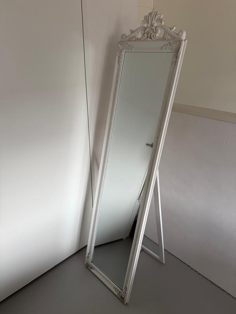 Passpiegel wit barok stijl, Ophalen, Gebruikt, 150 tot 200 cm, Rechthoekig