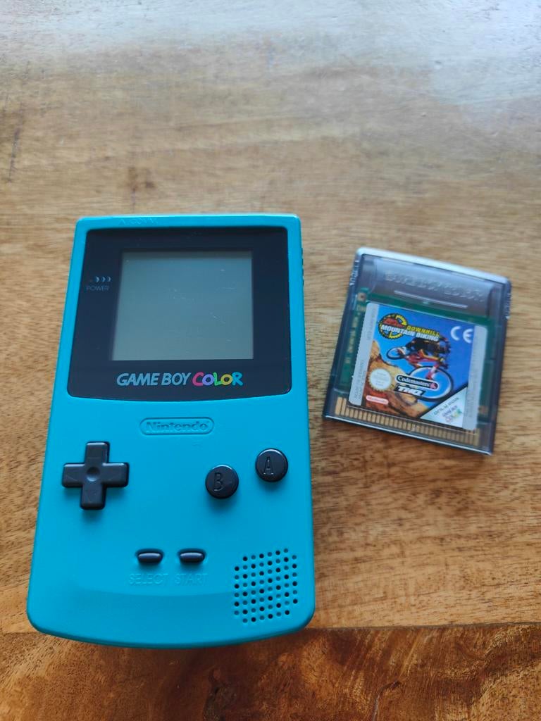 Gameboy color blauw / teal met spelletje, Spelcomputers en Games, Ophalen of Verzenden, Game Boy Color