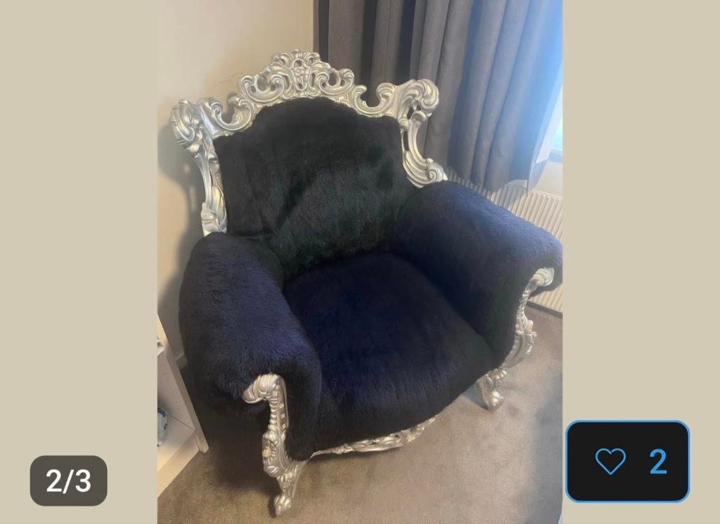 Barok stoel, Huis en Inrichting, Stoelen, Ophalen of Verzenden, Zwart, Hout, Eén