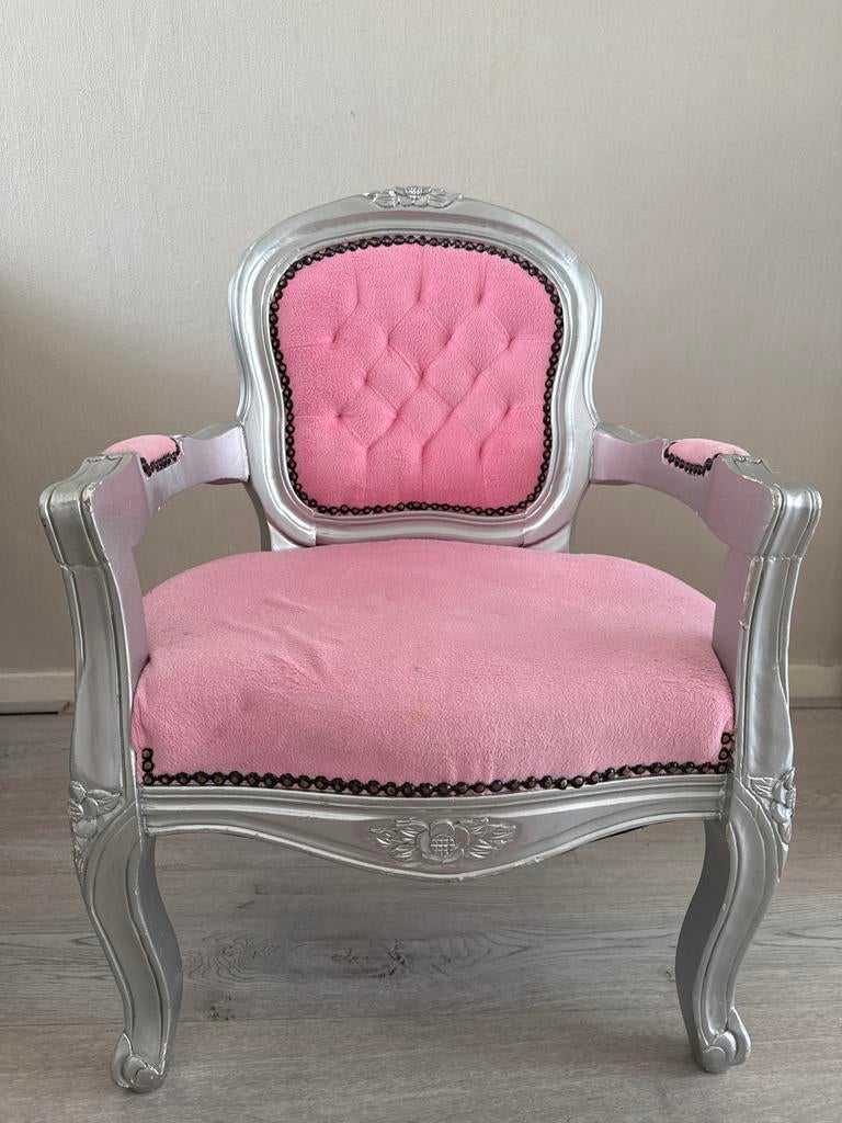 Barok kinder prinsessenstoel - Roze en Zilver, Ophalen