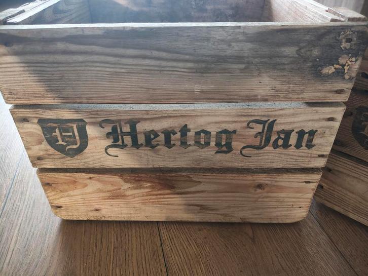 Hertog Jan houten kratten - set van 2, Huis en Inrichting, Woonaccessoires | Kisten, Gebruikt, Minder dan 50 cm, Minder dan 50 cm