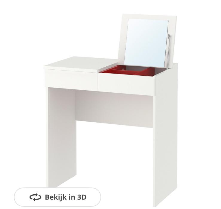 Ikea brimnes wit make up tafel kaptafel bureau rood wit, Ophalen, Zo goed als nieuw, 50 tot 100 cm, Minder dan 100 cm