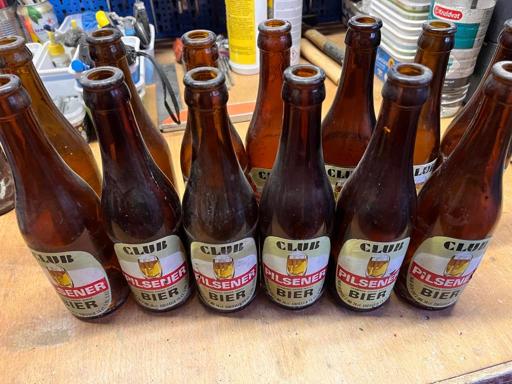 Club Pilsener bierflesjes - Vintage verzamelobject, Verzamelen, Biermerken, Ophalen of Verzenden, Gebruikt, Flesje(s), Overige merken