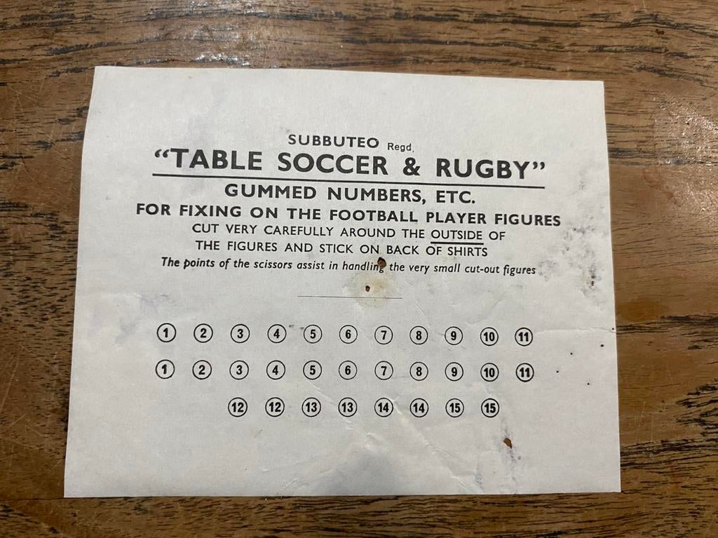 Subbuteo Nummers - Vintage , jaren 60, Verzamelen, Speelgoed, Zo goed als nieuw, Ophalen of Verzenden