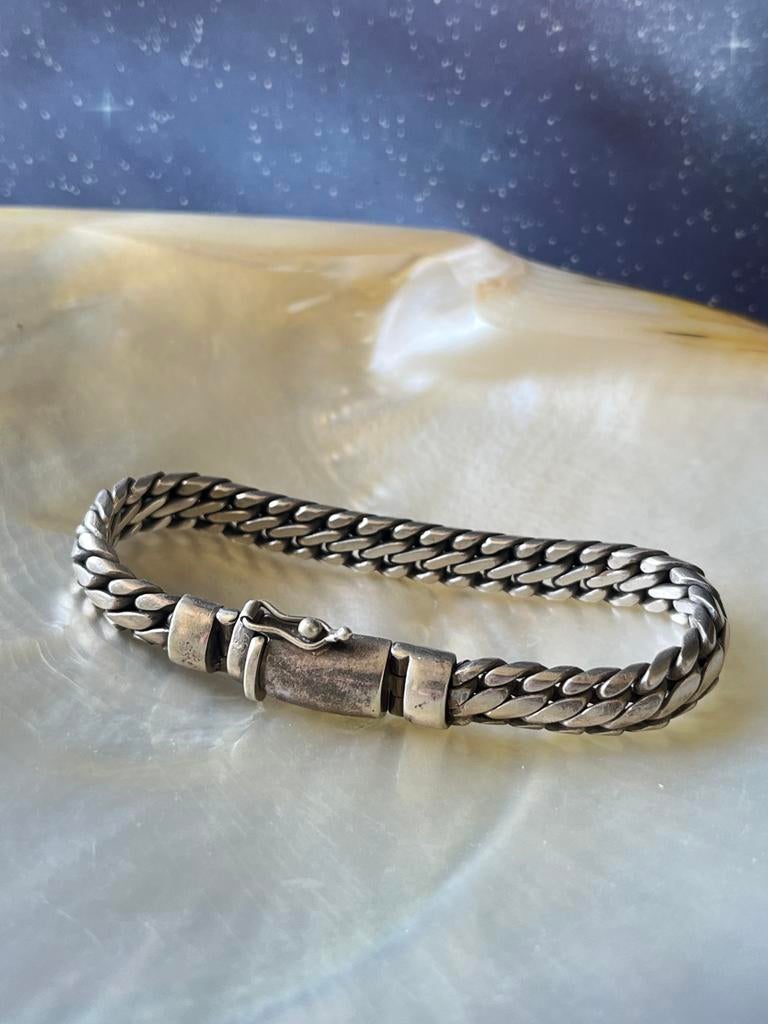 Vintage zilveren schakelarmband, Sieraden, Tassen en Uiterlijk, Antieke sieraden, Ophalen of Verzenden, Zilver, Armband