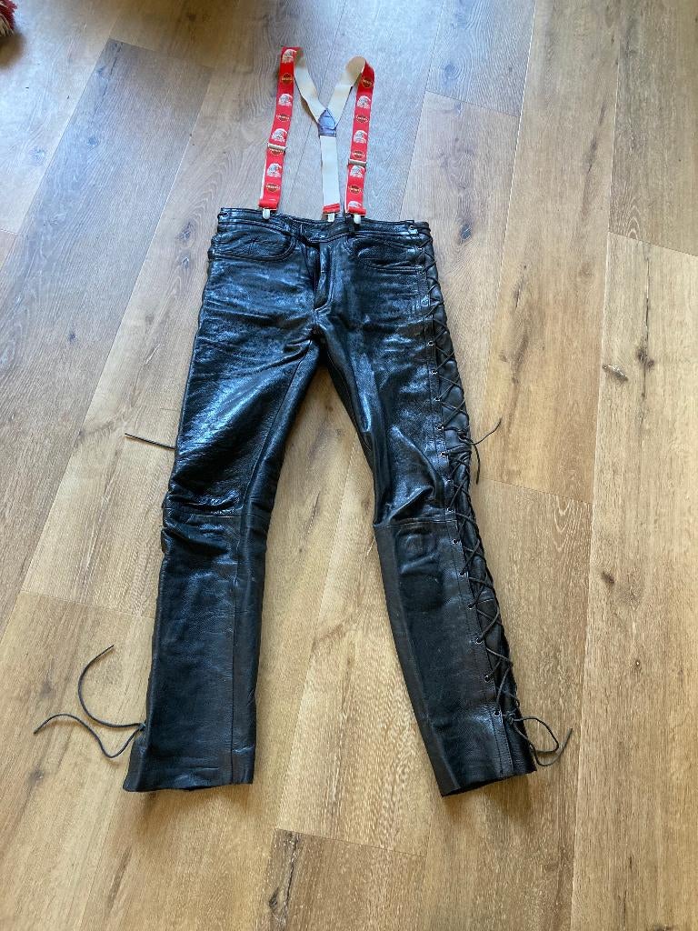 Leren broek maat USA 30/EUR 48, Kleding | Heren, Ophalen of Verzenden, Gedragen, Maat 48/50 (M), Zwart