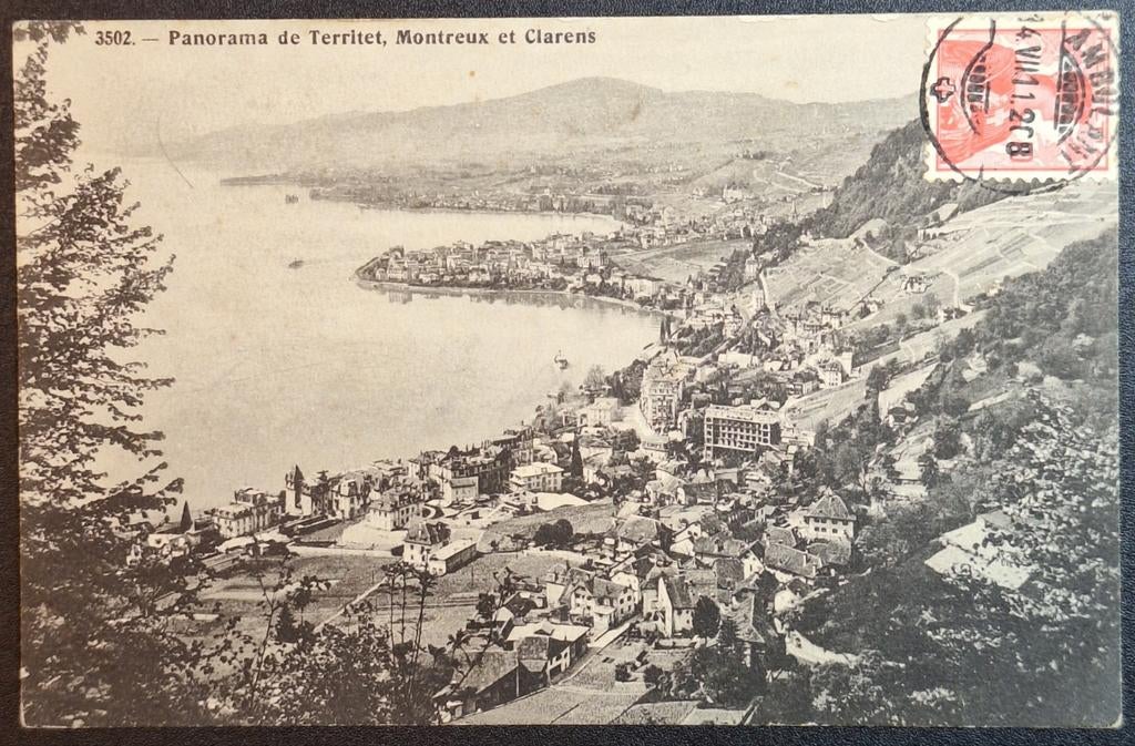 Montreux, Clarens Zwitserland 1911, Ophalen of Verzenden, Voor 1920, Gelopen, Overig Europa