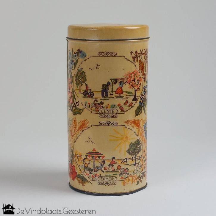 Arks jaargetijden beschuitblik, Verzamelen, Blikken, Zo goed als nieuw, Beschuit, Overige merken, Ophalen of Verzenden