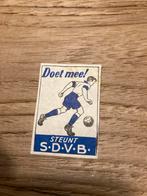 Lucifer etiket "Doet mee! Steunt S.D.V.B." Barneveld, Ophalen of Verzenden, Gebruikt, Overige sporten, Poster, Plaatje of Sticker