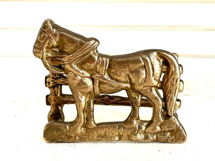 Vintage messing koperen brievenhouder servethouder paard, Antiek en Kunst, Antiek | Koper en Brons, Ophalen