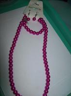 Ketting Roze Parel model rek Armband / Oorbellen, Verzenden, Nieuw, Roze, Overige materialen