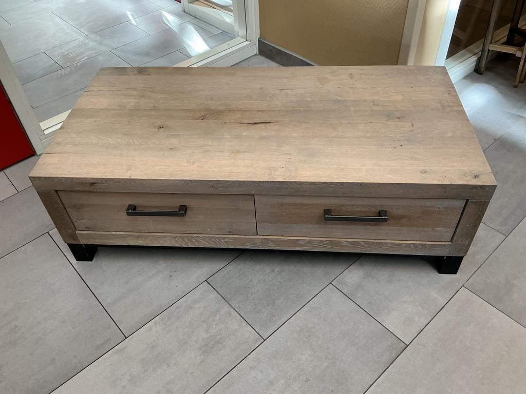 Salontafel massief eikenhout 132x65x41cm in goede staat., Ophalen, Gebruikt, 100 tot 150 cm, Eikenhout