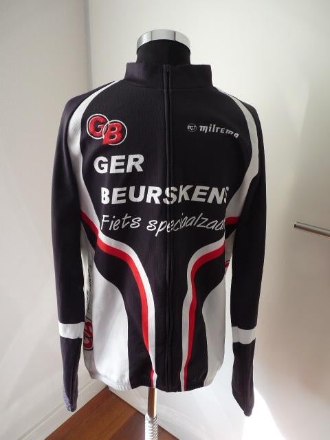 Zwart wit rood wielren windjack met reclame opdruk, mt XL, Ophalen of Verzenden, Zo goed als nieuw, Kleding
