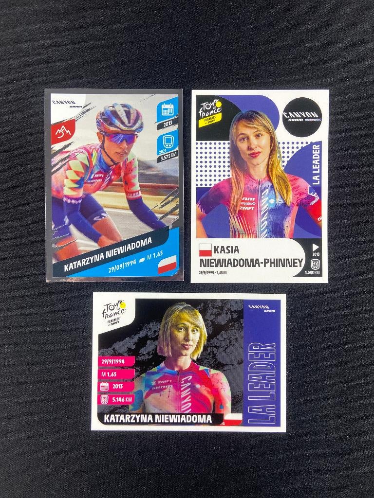 3x Kasia Niewiadoma Stickers Panini Tour de France 2022–2025, Verzenden, Zo goed als nieuw, Overige sporten, Poster, Plaatje of Sticker