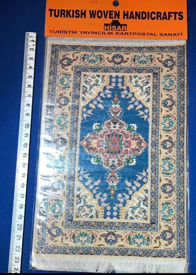 Vintage Tapijt voor poppenhuis - Blauw, Beige, Rood, Verzamelen, Poppenhuizen en Toebehoren, Ophalen of Verzenden, Zo goed als nieuw