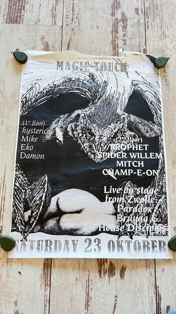 90’s poster magic touch gabber Thunderdome hardcore, Verzamelen, Ophalen of Verzenden, Zo goed als nieuw, A1 t/m A3