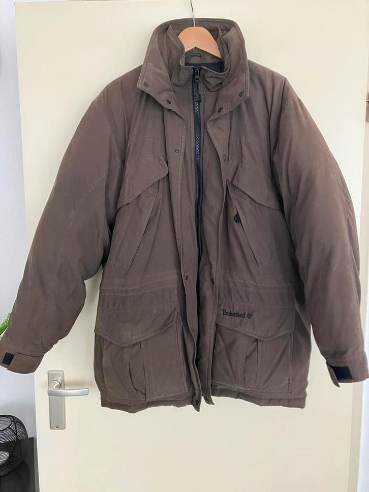 Timberland winterjas, Kleding | Heren, Jassen | Winter, Zo goed als nieuw, Maat 46 (S) of kleiner, Bruin, Ophalen of Verzenden