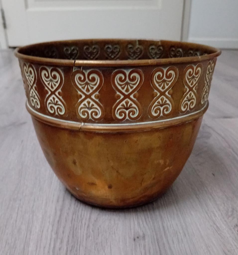 Jugendstil Art Nouveau koperen pot bloempot, Antiek en Kunst, Ophalen of Verzenden