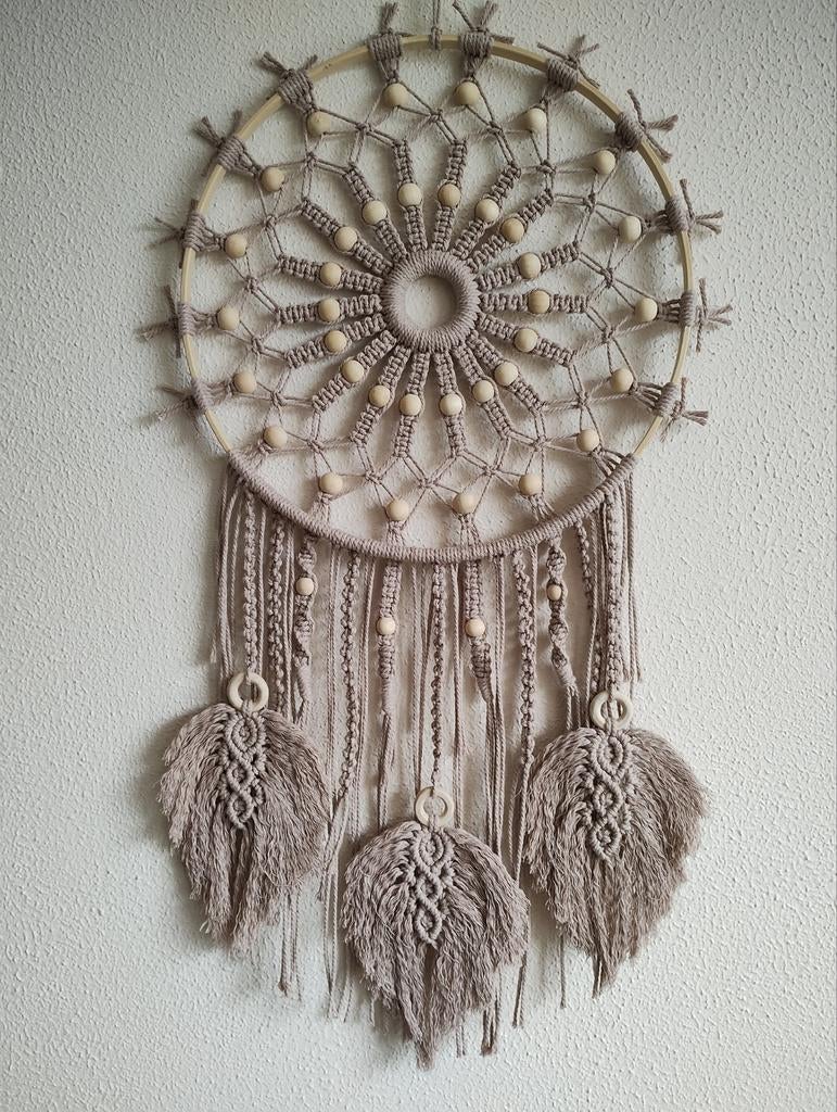 Handgemaakte macramé dromenvanger. Sisters Forever., Beige, Boho, Nieuw, Ophalen of Verzenden