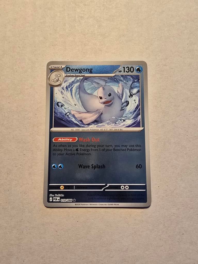 (POR) Dewgong Reverse holo  019/088, Ophalen of Verzenden, Zo goed als nieuw, Losse kaart