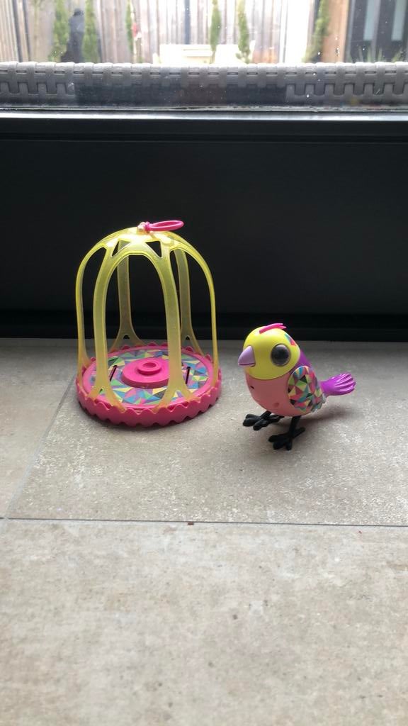 Roze / Geel Silverlit Digibird met kooi, Kinderen en Baby's, Ophalen of Verzenden, Zo goed als nieuw, Elektronica, Met geluid