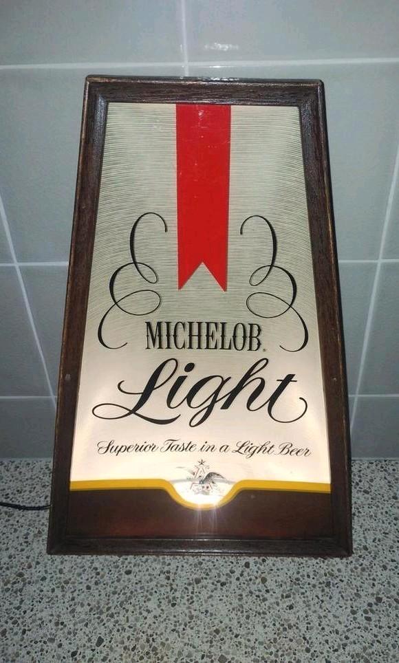 Michelob Licht beer verlicht reclamebord, Verzamelen, Biermerken, Gebruikt, Reclamebord, Plaat of Schild, Overige merken, Ophalen of Verzenden