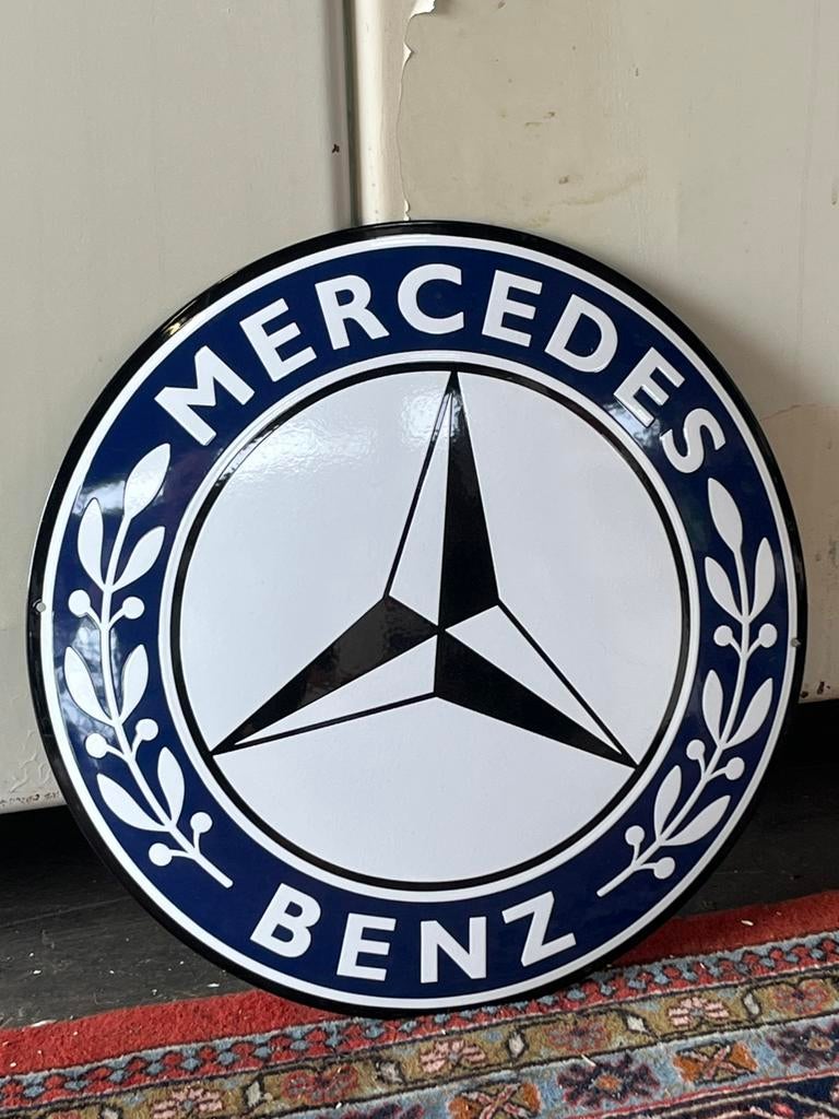 Mercedes emaille reclamebord 50cm, Reclamebord, Nieuw, Ophalen of Verzenden, X