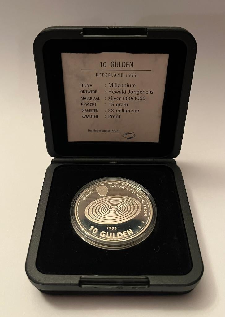 Nederland 10 gulden 1999 Millenium proof, Postzegels en Munten, Munten | Nederland, Setje, Overige waardes, Koningin Beatrix, Zilver