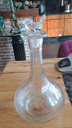 Vintage glazen karaf / decanteerfles – bol model met ribbels, Ophalen of Verzenden