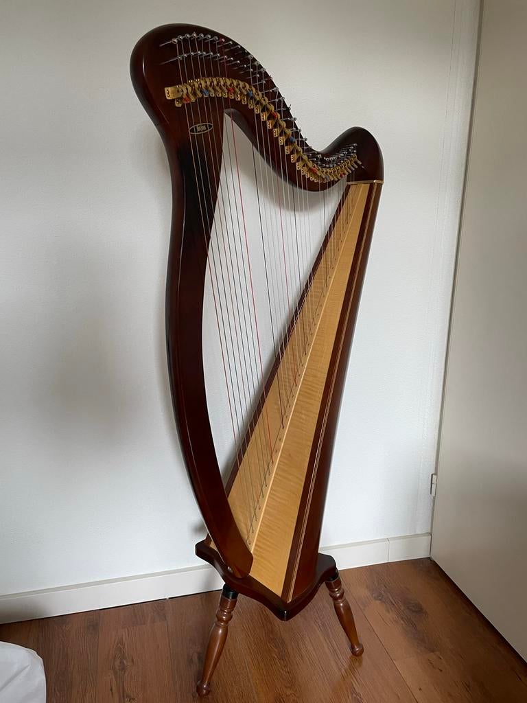 Aoyama 130 Walnoot Haakjesharp 34 snaren, Muziek en Instrumenten, Snaarinstrumenten | Harpen, Ophalen of Verzenden, Zo goed als nieuw