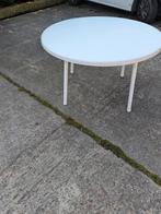 Witte ronde tuintafel - 6 kuipstoelen, Ophalen of Verzenden, Gebruikt, Rond, Kunststof