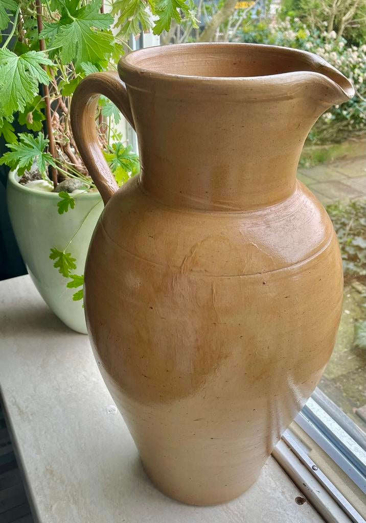 Xl grote franse kan gres pot, Huis en Inrichting, Woonaccessoires | Vazen, Overige kleuren, Ophalen of Verzenden, Minder dan 50 cm