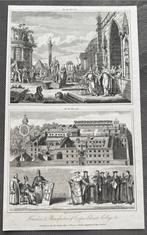 Antieke Gravure Corpus Christi College Oxford, Antiek en Kunst, Ophalen of Verzenden