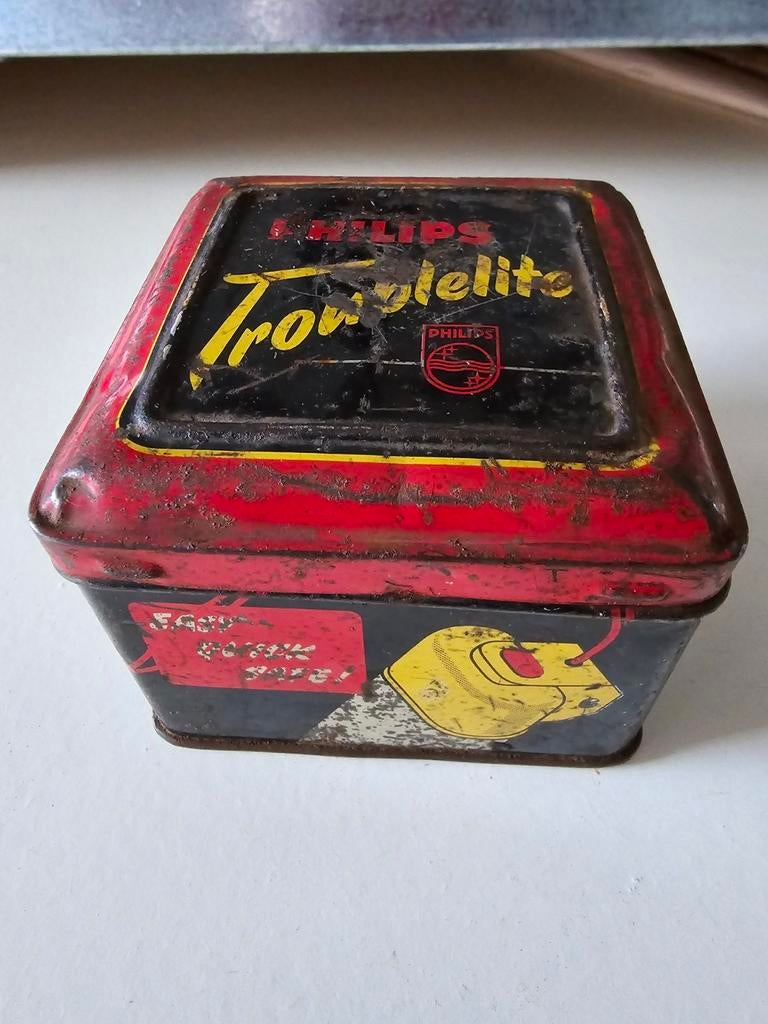 Zeldzaam antiek blik Philips Troublelite 1959 met lamp €35, Verzamelen, Ophalen of Verzenden, Gebruikt, Overige