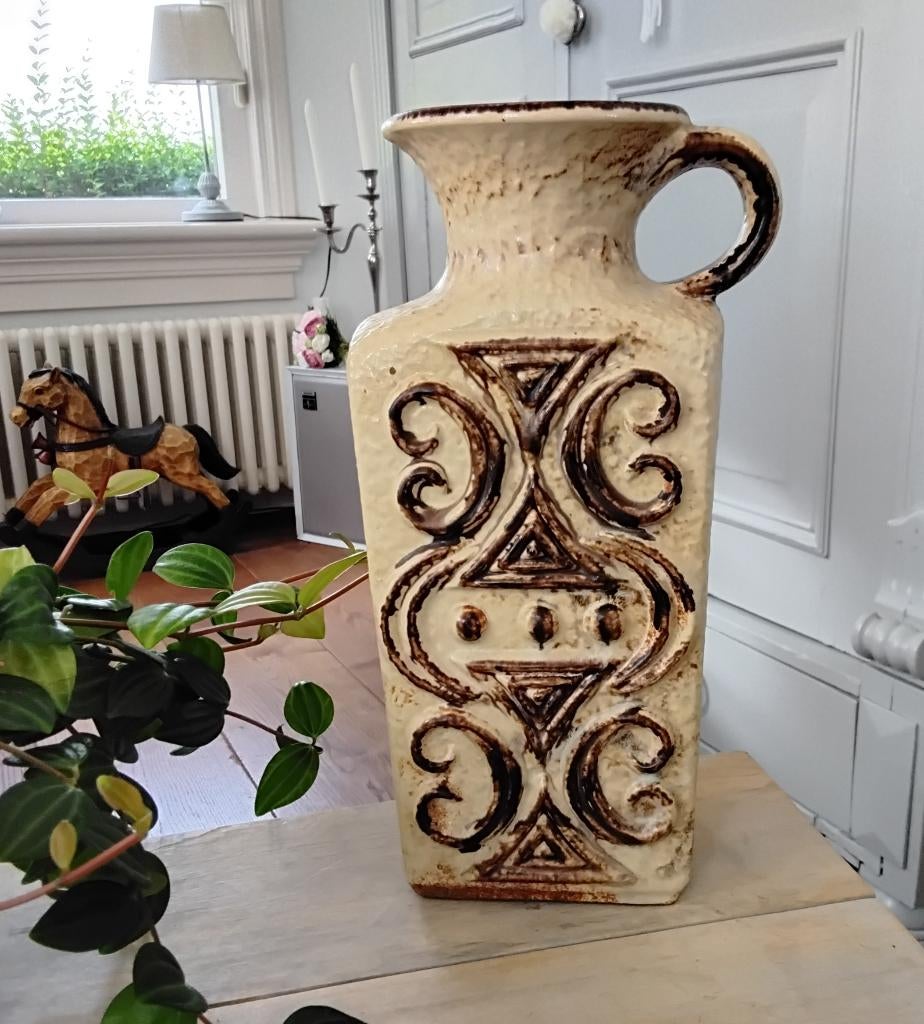 Vintage blokvaas übelacker - West-Germany - fat lava - Ü-ker, Gebruikt, Overige kleuren, Aardewerk of Porselein, Ophalen of Verzenden