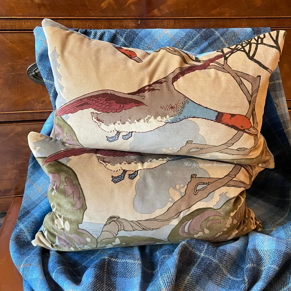 Handgemaakte SET kussens Mulberry Flying Ducks Harris Tweed, Westdijk 41 3241 GT Middelharnis, Overige kleuren, Ophalen of Verzenden