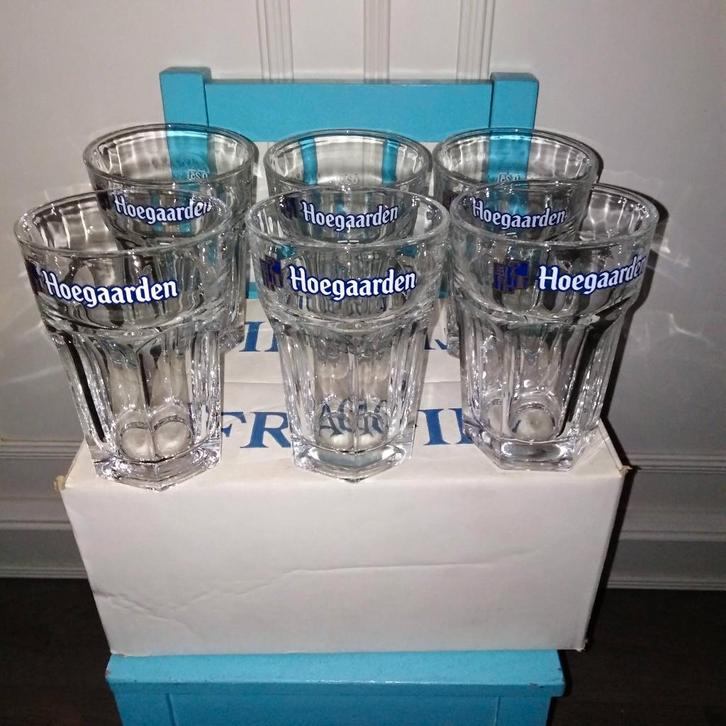 Hoegaarden bierglazen 6 stuks 0,25L, Verzamelen, Biermerken, Zo goed als nieuw, Glas of Glazen, Overige merken, Ophalen