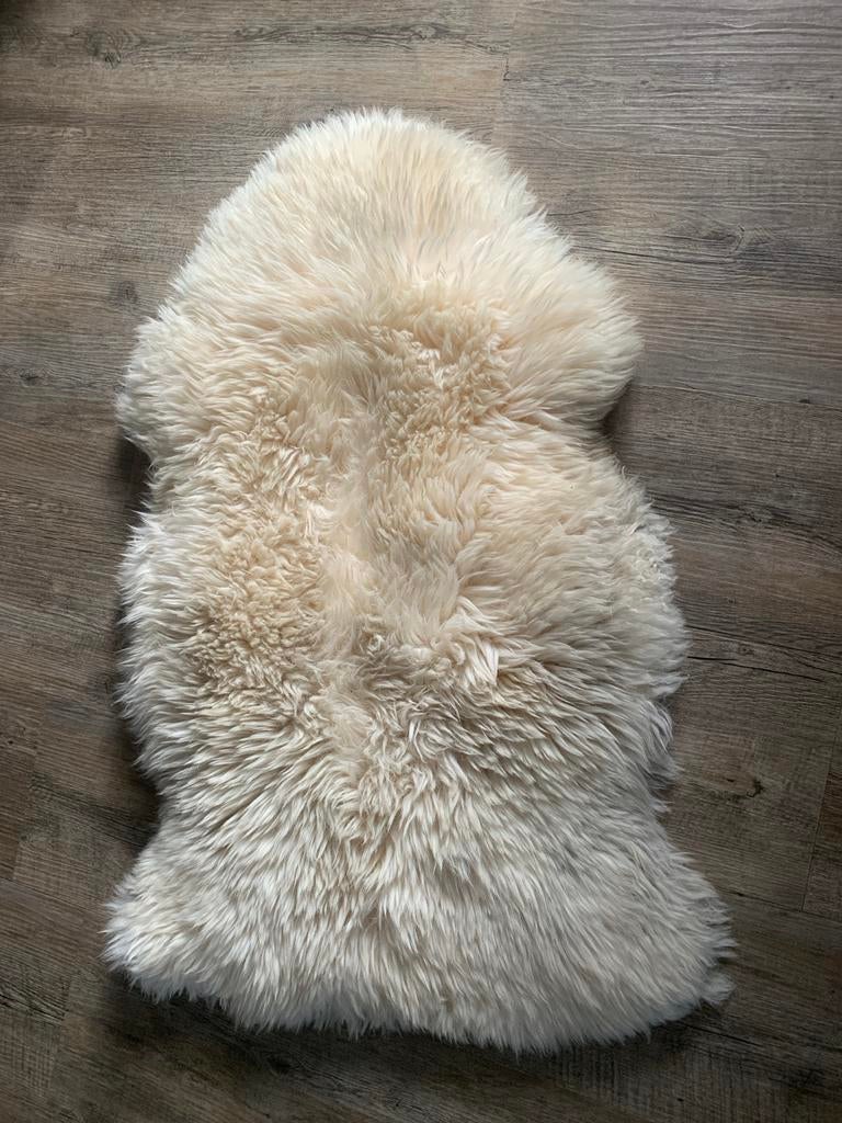 Zachte witte echte schapenvacht bontje kleedje schaap, Gebruikt, Wit, Overige vormen, 50 tot 100 cm