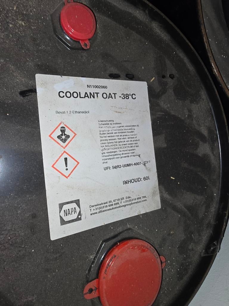 Koelvloeistof OAT -38C 60 liter vat, Ophalen