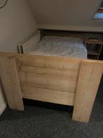 Stoer steigerhout bed een persoons met nachtkastje, 90 cm, Eenpersoons, Steigerhout, Ophalen of Verzenden