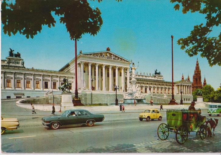 Oostenrijk, Wenen met auto's Opel diplomat A, Verzamelen, Ansichtkaarten | Buitenland, Gelopen, Oostenrijk, 1960 tot 1980, Ophalen of Verzenden