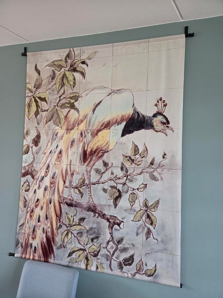 Groot wandkleed met pauw - 130x173cm, Huis en Inrichting, Woonaccessoires | Wanddecoraties, Ophalen