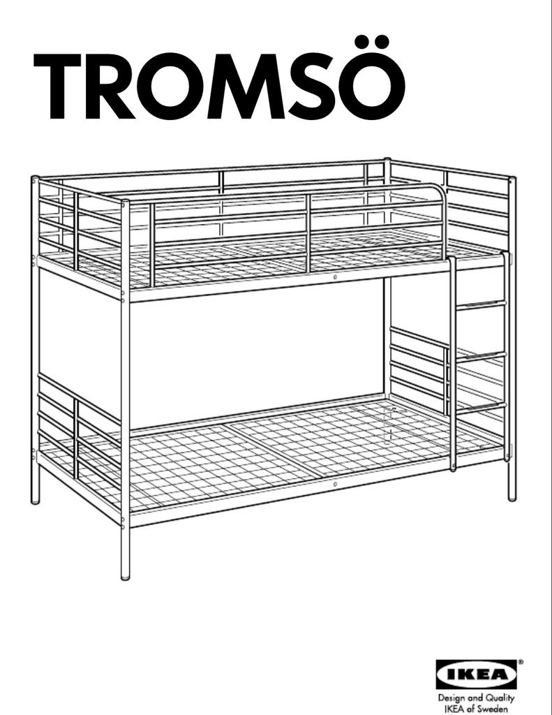 IKEA Tromso stapelbed - zilverkleurig metaal, 90 cm, Tweepersoons, Ophalen of Verzenden, Zo goed als nieuw