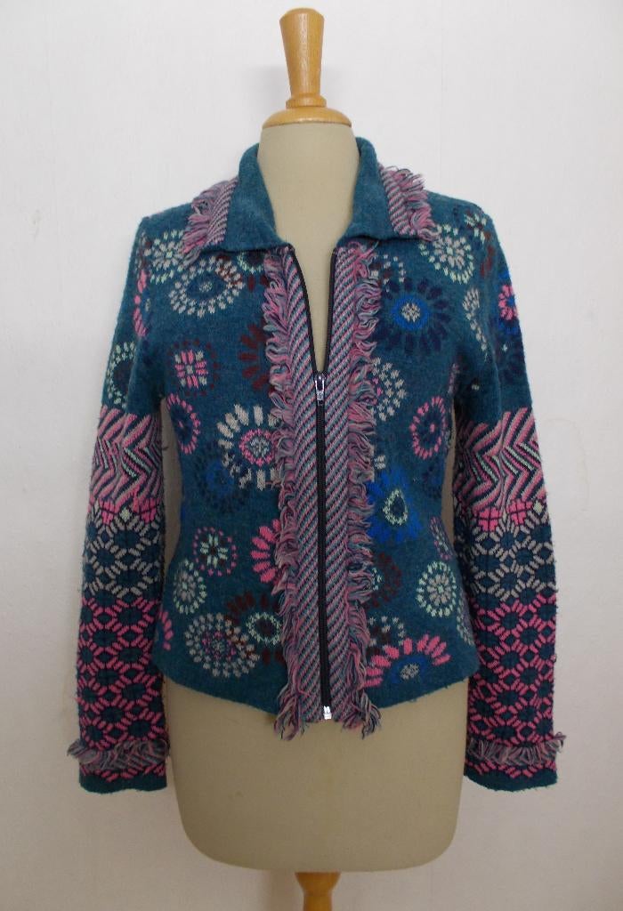 Folklore/Noors gebreid wol mix print vest van Oilily! M, Verzenden, Zo goed als nieuw, Maat 38/40 (M), Blauw
