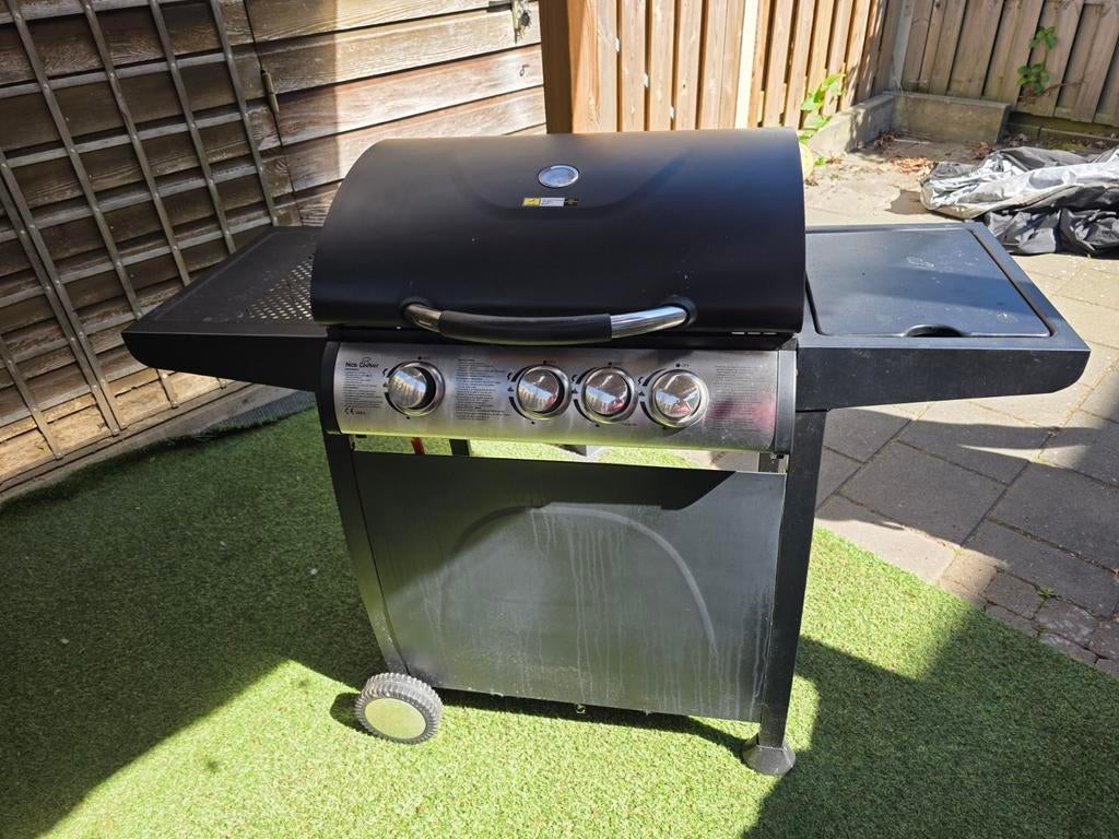 Gasbarbecue met zijbrander en gasfles, Ophalen of Verzenden, Gebruikt, Nice Cooker