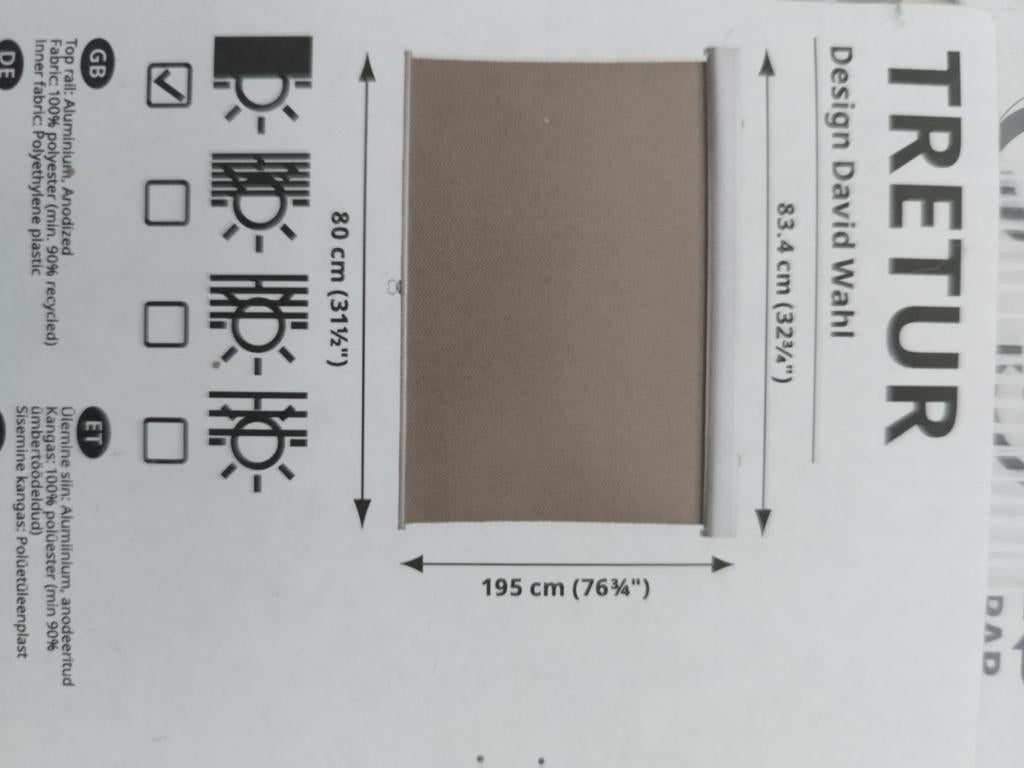 Ikea Tretur rolgordijn, 2 stuks, Huis en Inrichting, Stoffering | Gordijnen en Lamellen, Ophalen, Nieuw, 50 tot 100 cm, 150 tot 200 cm