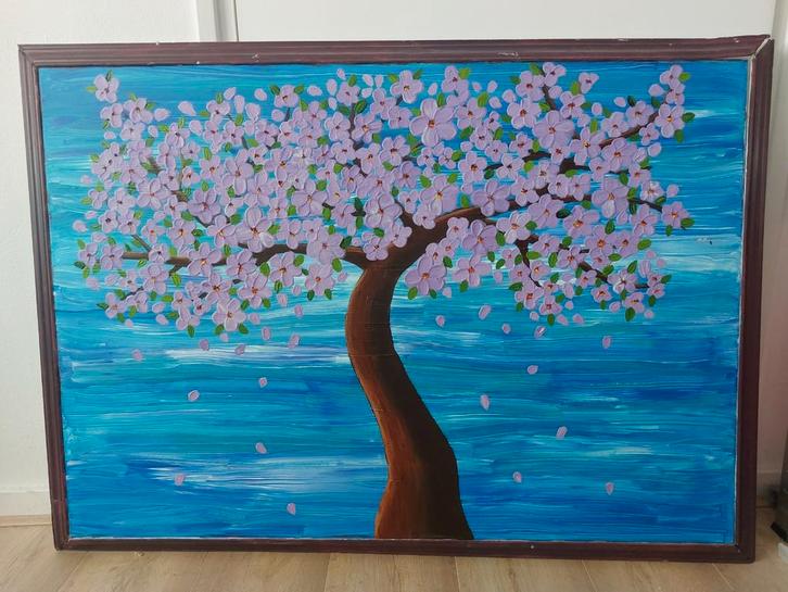 Handgeschilderd schilderij bloesem boom, Antiek en Kunst, Kunst | Schilderijen | Modern, Ophalen