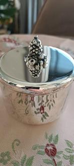 Vintage Verzilverd Potje met Fruit Decoratie, Antiek en Kunst, Antiek | Goud en Zilver, Ophalen of Verzenden, Zilver